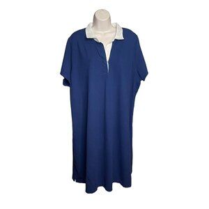 Lands End Shirt Blue Shift Dress Plus Size 3X Above The Knee u
